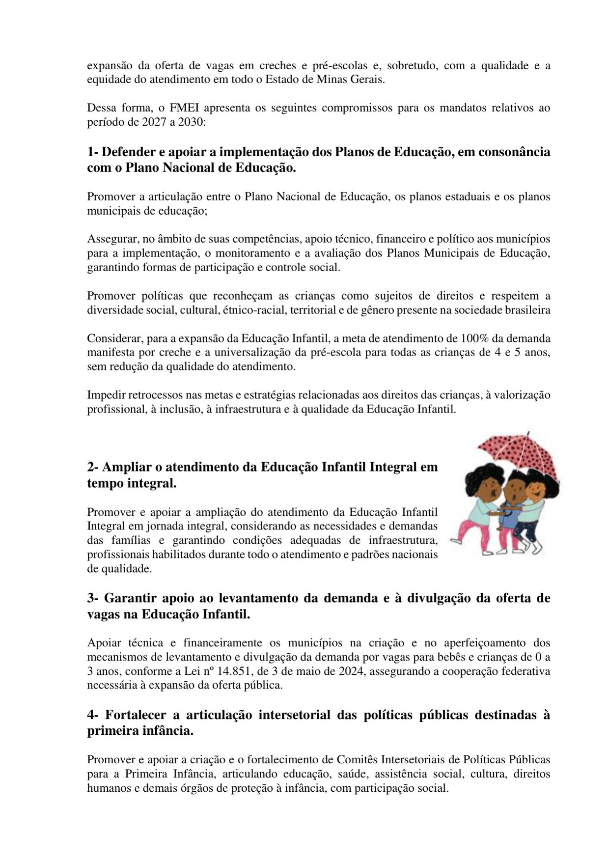 Carta de compromisso com as infâncias e a educação infantil — página 2 de 8