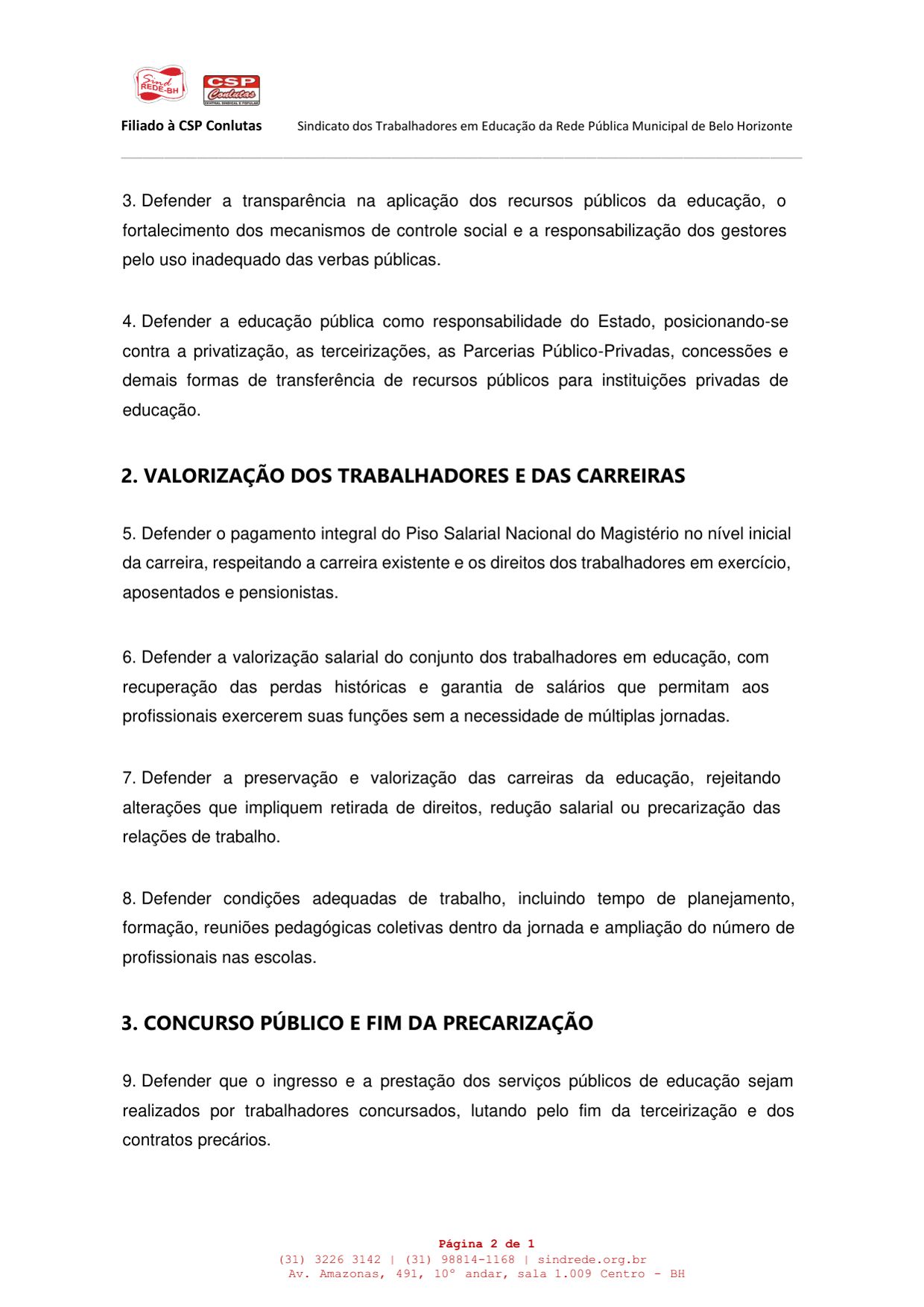 Carta-compromisso com a educação pública, gratuita, laica e de qualidade — página 2 de 5